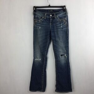 Silver Jeans Bootcut Distressed Embellished Denim